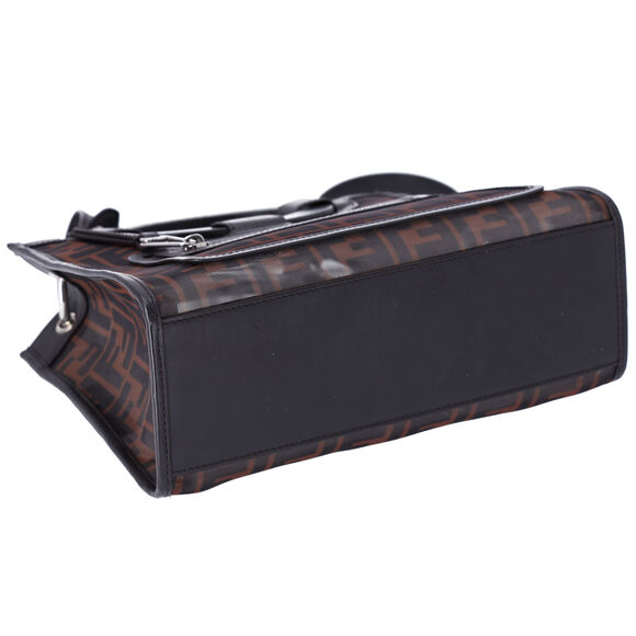 FENDI Runaway Shopper Tote Bag 8BH353-A6D6 Black Dark Brown - Picture 7 of 9